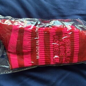 Assholes Live Forever Red and Pink Striped Socks